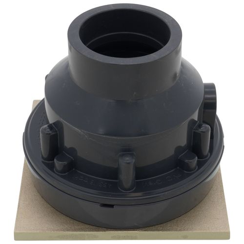 Main product image of 2" x 3" PVC FinishLine Adjustable Sch. 40 Hub Floor Drain, Nickel Bronze Strainer w/ 5-7/8" Square Top and Coring Plug