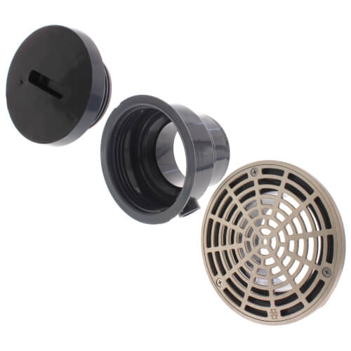Main product image of 3" x 4" PVC FinishLine Round Adjustable Complete Assembly Floor Drain, Nickel Bronze Strainer w/ 6.5 Top (Hub)