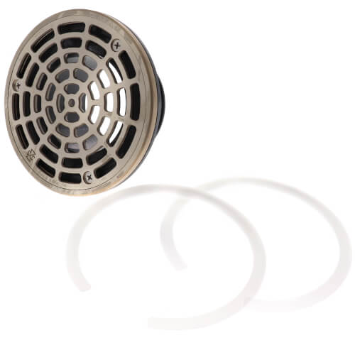 Main product image of PVC FinishLine Round Adjustable Finish Fixture Floor Drain, Nickel Bronze Strainer w/ 5.5 Top (Hub)