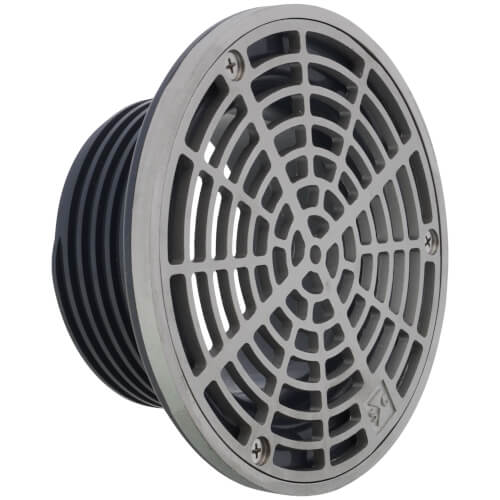 Main product image of 4" PVC FinishLine Round Adjustable Finish Fixture Floor Drain, 304 SS Strainer w/ 6.5 Top (Hub)