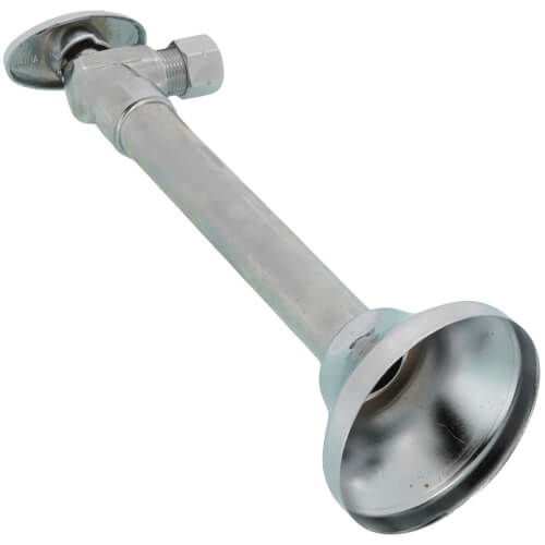Main product image of 1/2" Copper Solder Angle Valve, 3/8" x 12" Tank Tube with Escutcheon (Chrome)