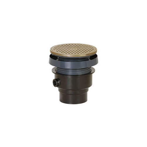 Main product image of 3" x 4" PVC FinishLine Round Adjustable Complete Assembly Floor Drain, Nickel Bronze Strainer w/ 6.5 Top (Hub)