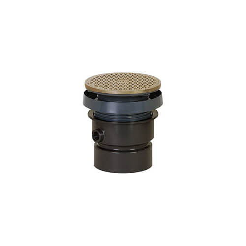 Main product image of 4" PVC FinishLine Round Adjustable Complete Assembly Floor Drain, Nickel Bronze Strainer w/ 6.5 Top (Hub)