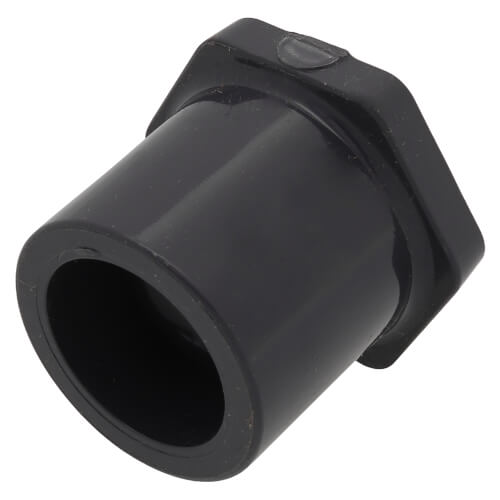 Main product image of 1" x 1/4" PVC Sch. 80 Special Reinforced Flush Style Reducer Bushing (Spigot x SR FIPT) w/ Stainless Steel Collar
