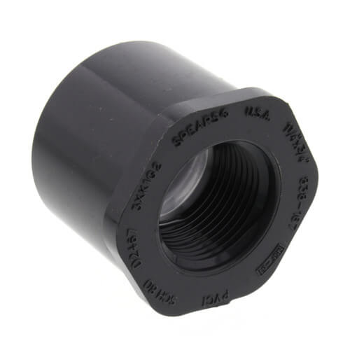 Main product image of 1-1/4" x 3/4" PVC Sch. 80 Flush Style Reducer Bushing (Spigot x FPT)