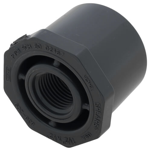 1-1/2" x 1/2" PVC Sch. 80 Flush Style Reducer Bushing (Spigot x FPT)