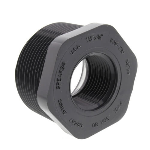 Main product image of 1-1/2" x 3/4" PVC Sch. 80 Flush Style Reducer Bushing (MPT x FPT)