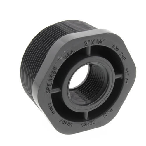 2" x 3/4" PVC Sch. 80 Flush Style Reducer Bushing (MPT x FPT)