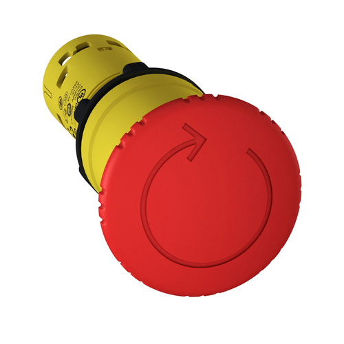 Main product image of Harmony XB7 Monolithic Emergency Stop, Mushroom Shape, Turn to Release, 1 NO + 1 NC, Red