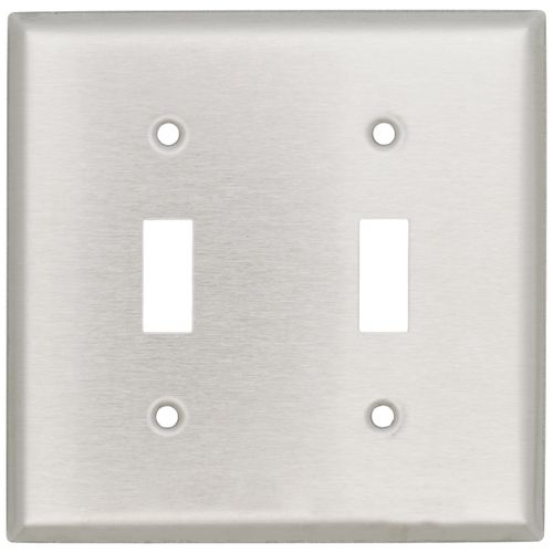 Main product image of 2-Gang Electrical Wall Plate, Non-Magnetic, Toggle Switch (Stainless Steel)