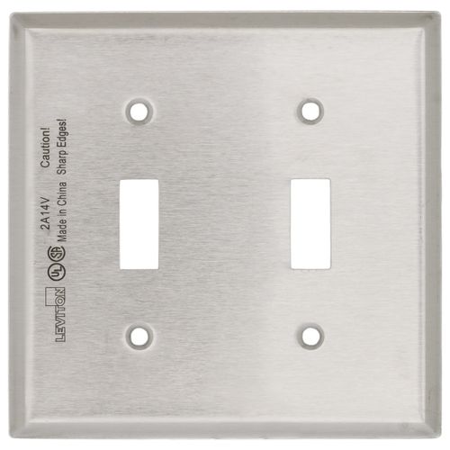 Main product image of 2-Gang Electrical Wall Plate, Non-Magnetic, Toggle Switch (Stainless Steel)