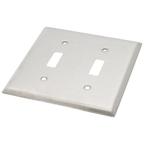 Main product image of 2-Gang Electrical Wall Plate, Non-Magnetic, Toggle Switch (Stainless Steel)