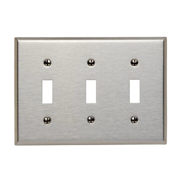 Main product image of 3-Gang Electrical Wall Plate, Non-Magnetic, Toggle Switch (Stainless Steel)