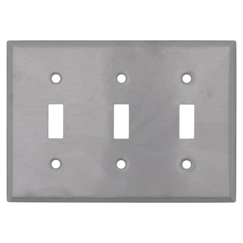 Main product image of 3-Gang Wall Plate, Toggle Switch, Device Mount (430 Stainless Steel)