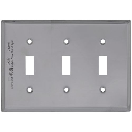 Main product image of 3-Gang Wall Plate, Toggle Switch, Device Mount (430 Stainless Steel)