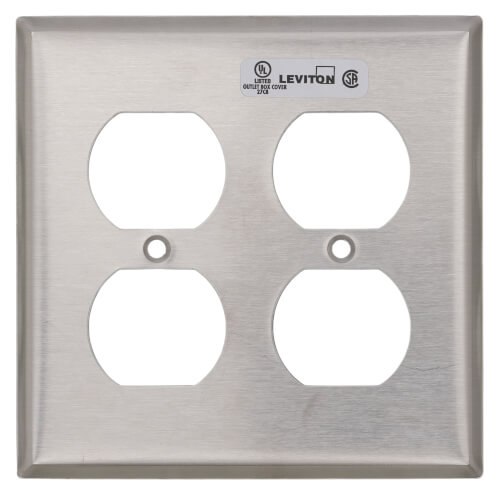 Main product image of 2-Gang Electrical Wall Plate, Non-Magnetic, Duplex (Stainless Steel)