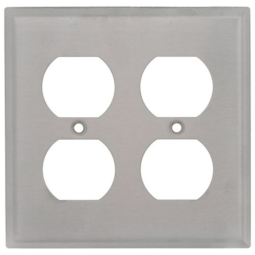 Main product image of 2-Gang Duplex Receptacle Stainless Steel Wall Plate, Device Mount
