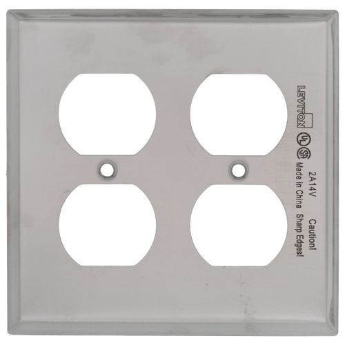 Main product image of 2-Gang Duplex Receptacle Stainless Steel Wall Plate, Device Mount
