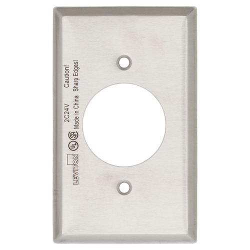 Main product image of 1-Gang Electrical Wall Plate, Power Outlet 1.6" Hole (Stainless Steel)