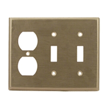 Main product image of 3-Gang Electrical Wall Plate, Combo, 2 Toggle Switch & 1 Duplex (Stainless Steel)