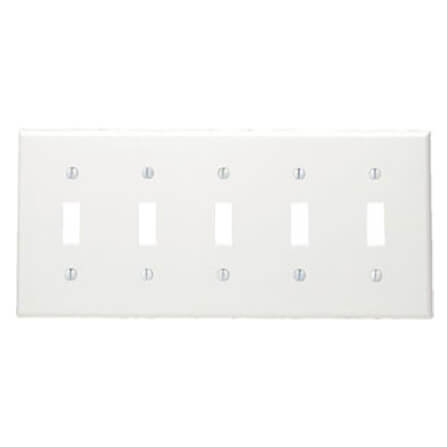 Main product image of 5-Gang Electrical Wall Plate, Non-Magnetic, Toggle Switch (Stainless Steel)