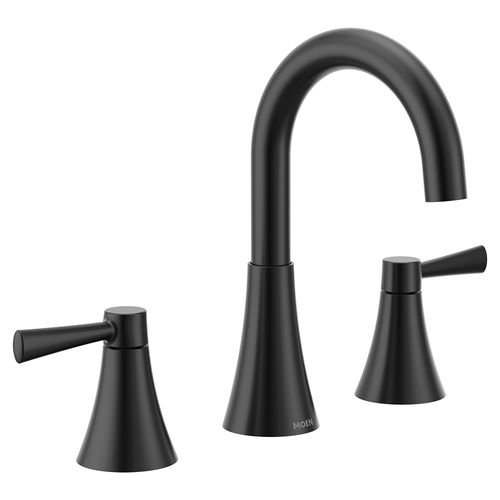 Main product image of Ronan Matte Black 2 Handle High Arc Bathroom Faucet, Widespread, 84023BL