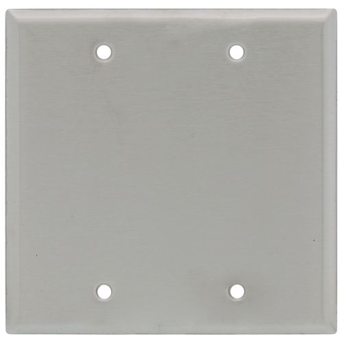 Main product image of 2-Gang No-Device Blank Electrical Wall Plate, 430 Stainless Steel, Box Mount
