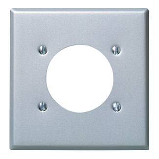 Main product image of 2-Gang 2.15" Dia. Device Receptacle Wall Plate, Flush Mount (Stainless Steel)