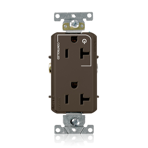 Main product image of Decora Plus Duplex Receptacle, Heavy-Duty Industrial, Split-Circuit 20A 125V NEMA 5-20R (Brown)