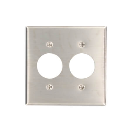 Main product image of 2-Gang Electrical Wall Plate, Single Receptacle Wall Plate, 1.406" Holes (Stainless Steel)