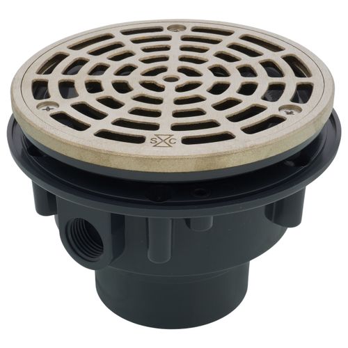 Main product image of 2" x 3" PVC On-Grade Schedule 40 Adjustable Floor Drain w/ Nickel Bronze Strainer (Hub)