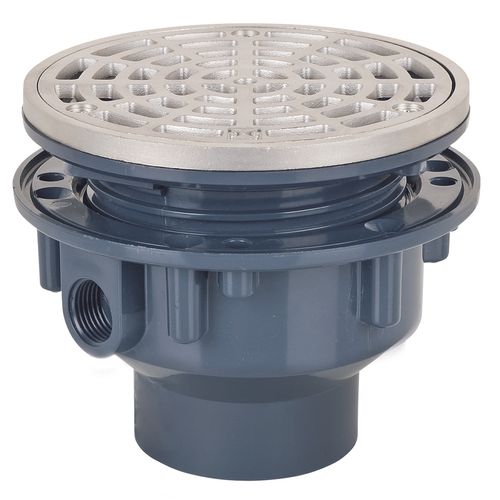 Main product image of 2" PVC/ABS Schedule 40 Adjustable Floor Drain w/ Stainless Steel Strainer (Hub)