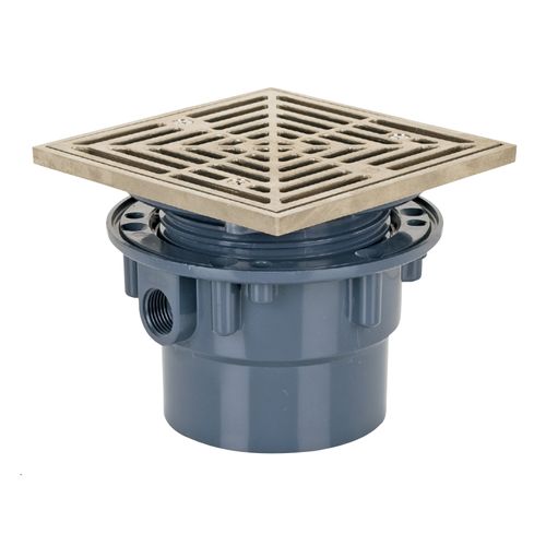 Main product image of 3" x 7" ABS Square On-Grade Schedule 40 Adjustable Floor Drain w/ Stainless Steel Strainer (Hub)