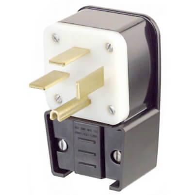 Main product image of Industrial Grade Straight Blade Angle Plug, 50A, 3P, NEMA 15-50P - Black (250V)