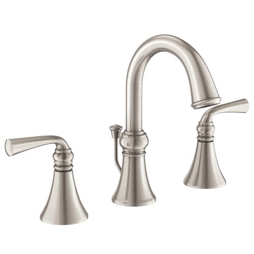 Main product image of Wetherly Spot Resist Brushed Nickel 2 Handle High Arc Bathroom Faucet, Widespread, WS84855SRN