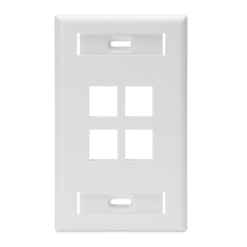 Main product image of Single-Gang Quickport, Wallplate w/ ID Windows, 4-port (White)