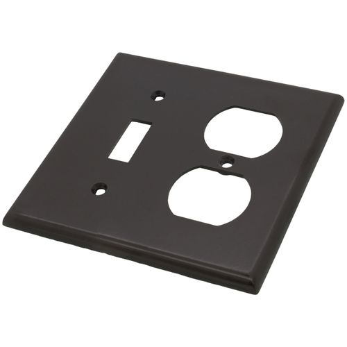 Main product image of 2-Gang Electrical Wall Plate, Toggle Switch & Duplex (Brown)