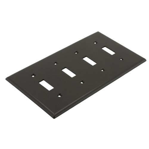 Main product image of 4-Gang Electrical Wall Plate, Toggle Switch (Brown)