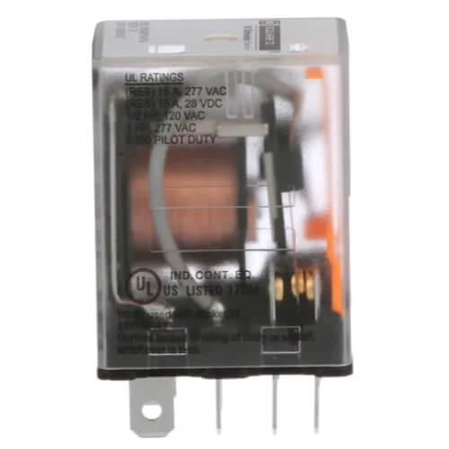 Miniature Plug In Relay, 15A, 2 poles, Pilot Light (24V)