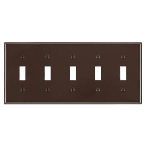 Main product image of 5-Gang Electrical Wall Plate, Toggle Switch (Brown)