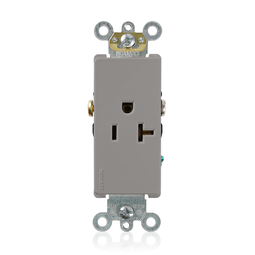 Main product image of 20A Decora Plus Single Receptacle/outlet, Commercial Grade, Self-grounding (Gray)