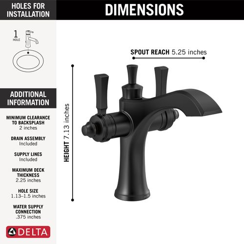 Main product image of Dorval Two Handle Single Hole Monoblock Bathroom Faucet, 1.2 GPM (Matte Black), 856-BL-DST