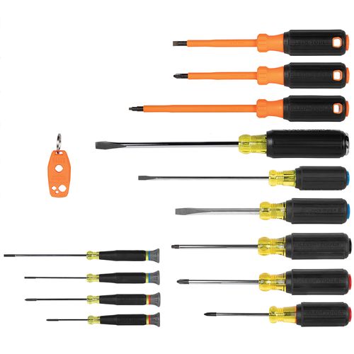 Main product image of Color-Coded Screwdriver Set (Phillips, Cabinet, Keystone, Demolition, Square, and Slotted) (14-Piece)