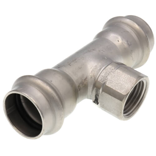 Main product image of 3/4" x 3/4" x 1/2" ProPress 304 Stainless Reducing Tee w/ FKM Seal (P x P x FNPT)