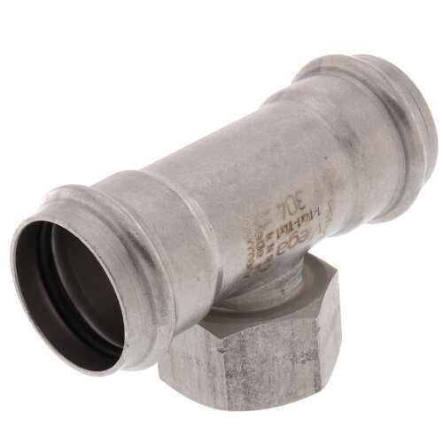 Main product image of 1-1/4" x 1-1/4" x 1" ProPress 304 Stainless Reducing Tee w/ FKM Seal (P x P x FNPT)