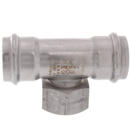 Main product image of 1-1/2" x 1-1/2" x 3/4" ProPress 304 Stainless Reducing Tee w/ FKM Seal (PxPxFNPT)