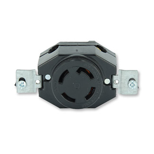 Main product image of 30A, 120/208V 3-Phase Y, NEMA Non-NEMA, 4P, 4W, Flush Mtg Locking Receptacle, Non-Grounding (Black)