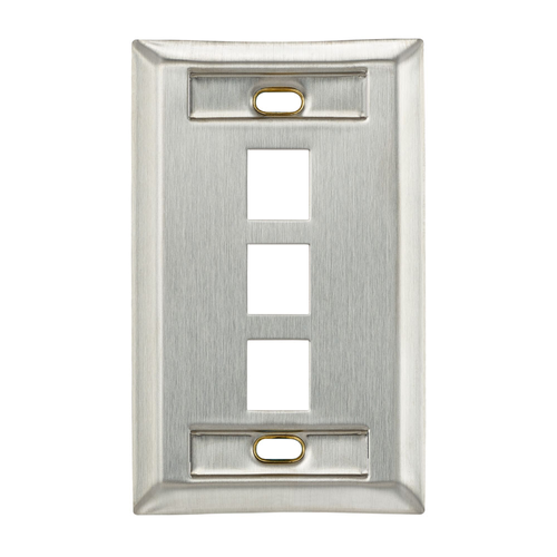 Main product image of Stainless Steel Quickport, Wallplate, Single-Gang, 3-port, w/ ID Windows