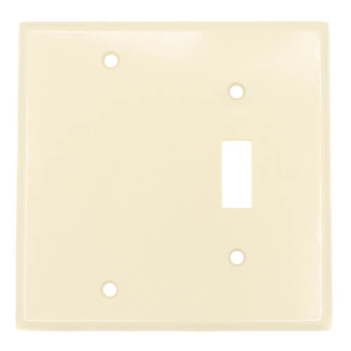 Main product image of 2-Gang Electrical Wall Plate Combo, 1 Blank & 1 Toggle Switch, Box Mount (Ivory)