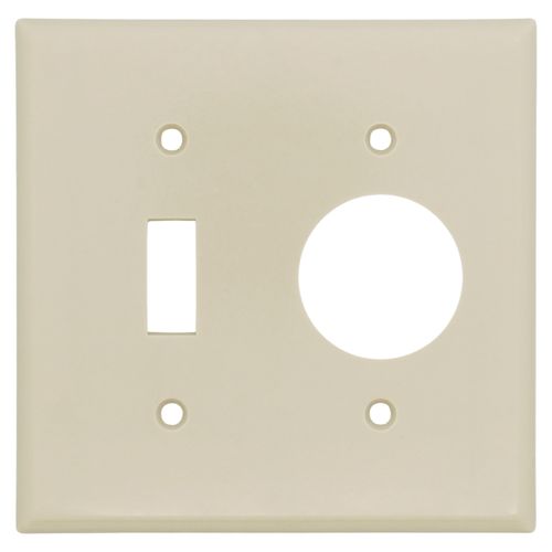 Main product image of 2-Gang Electrical Wall Plate Combo, 1 Toggle & 1 Single 1.406" Hole, Device Mount (Ivory)